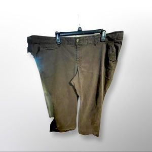 Old Navy brown pants, bootcut, size 20W, very comfy. I have all three colors 😊